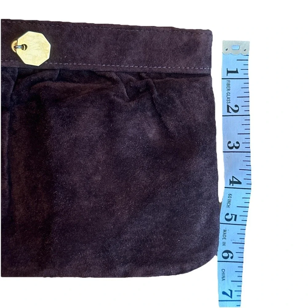 Rare Vintage Clemente Brown‎ Suede Clutch Purse Kiss Lock Closure
